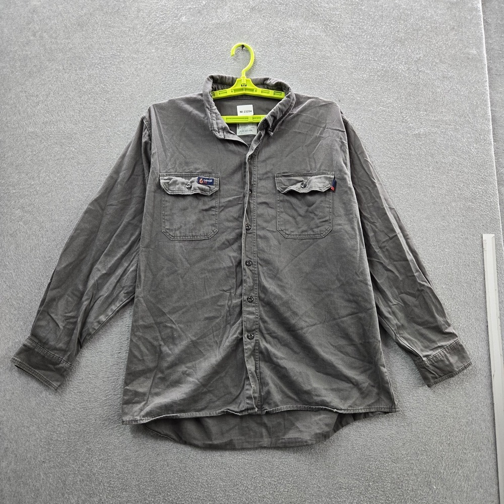 Lapco FR Men Button Up Shirt XL-REGULAR Gray Embroidered Twill IGR7 Work